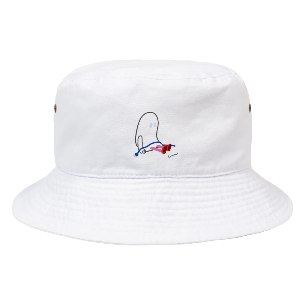 CHIMNEY雑貨店のDAY OFFななしのおばけちゃん[黒フチ/red]  Bucket Hat