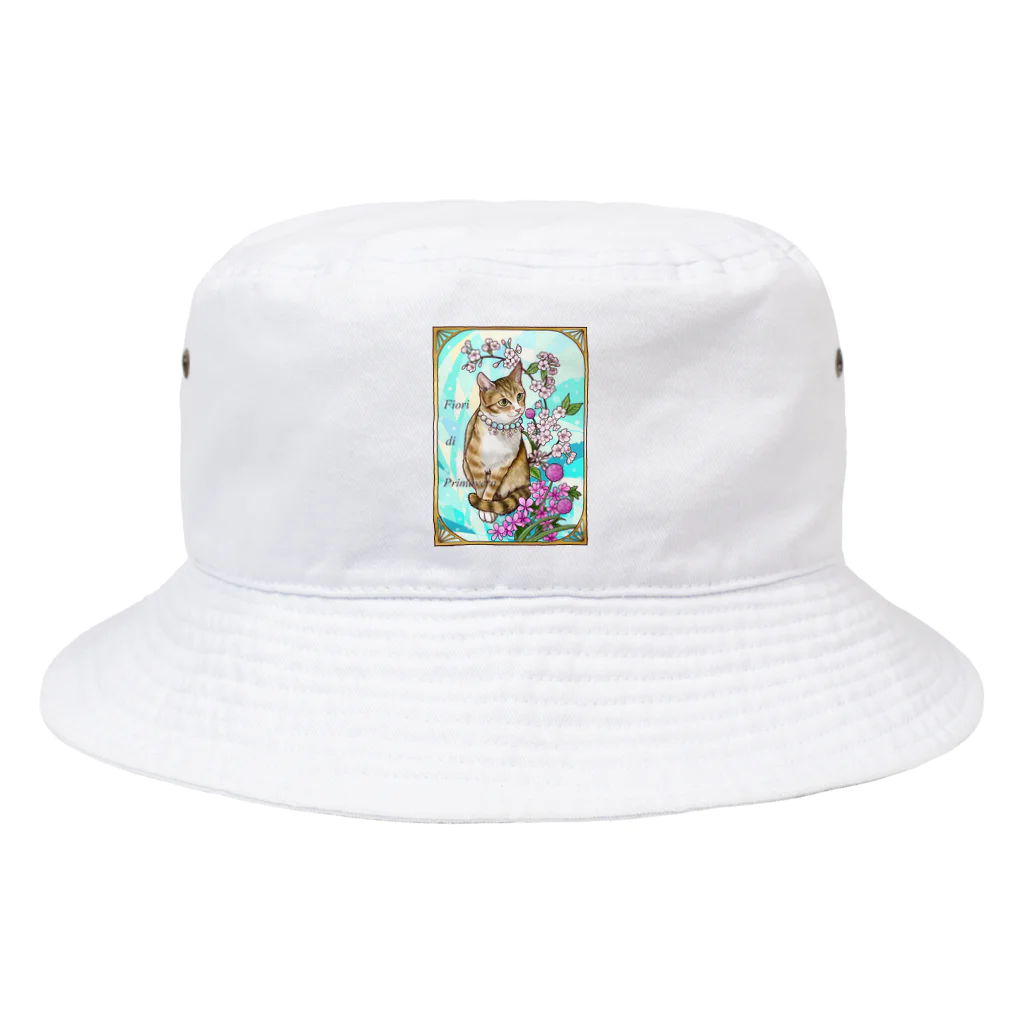 Ａｔｅｌｉｅｒ　Ｈｅｕｒｅｕｘの春の花々と猫　Fiori di PrimaveraⅡ Bucket Hat