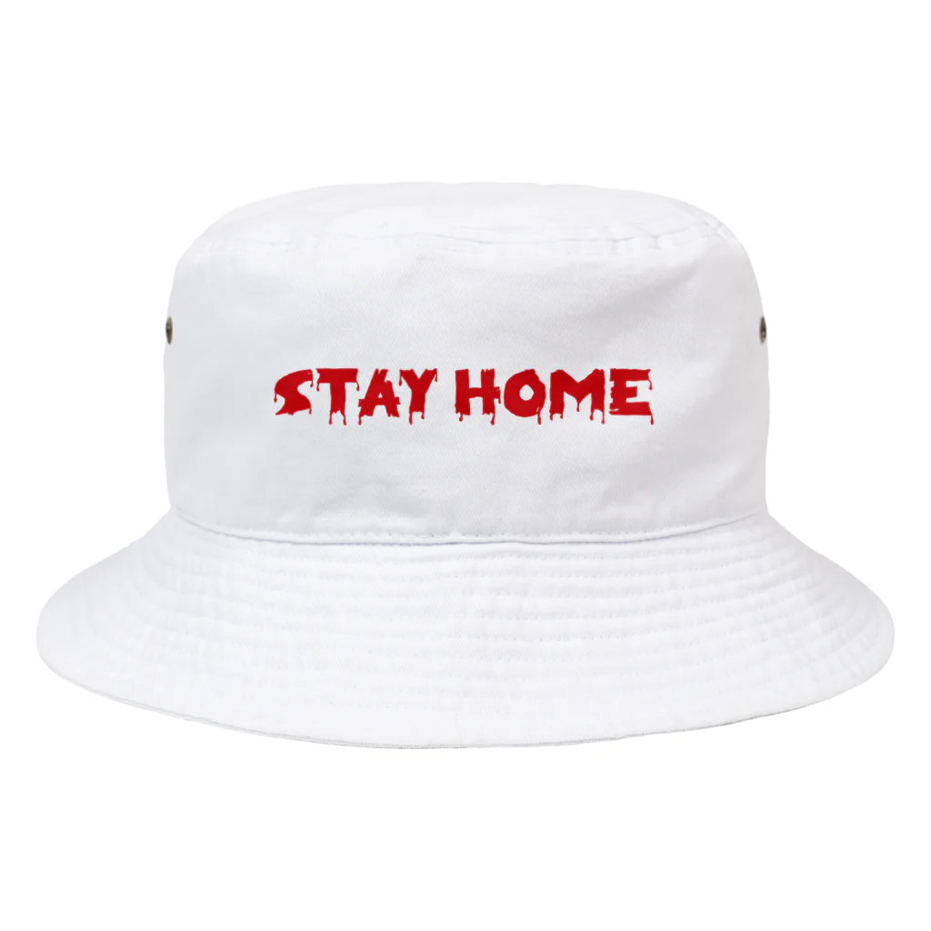 SANKAKU DESIGN STOREのhorror STAY HOME。 赤 バケットハット