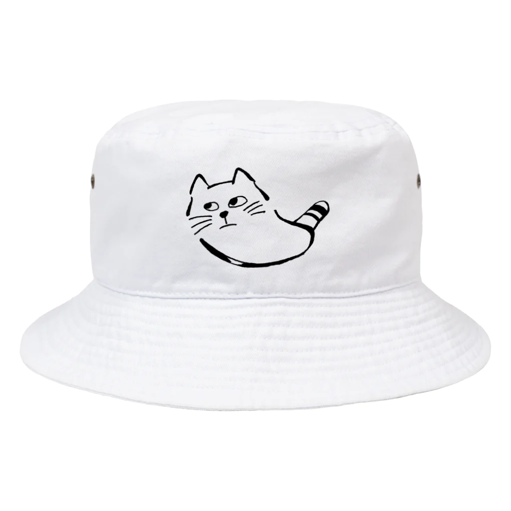 気ままに創作　よろず堂の飼い主よ、何か用か？　モノクロ黒 Bucket Hat