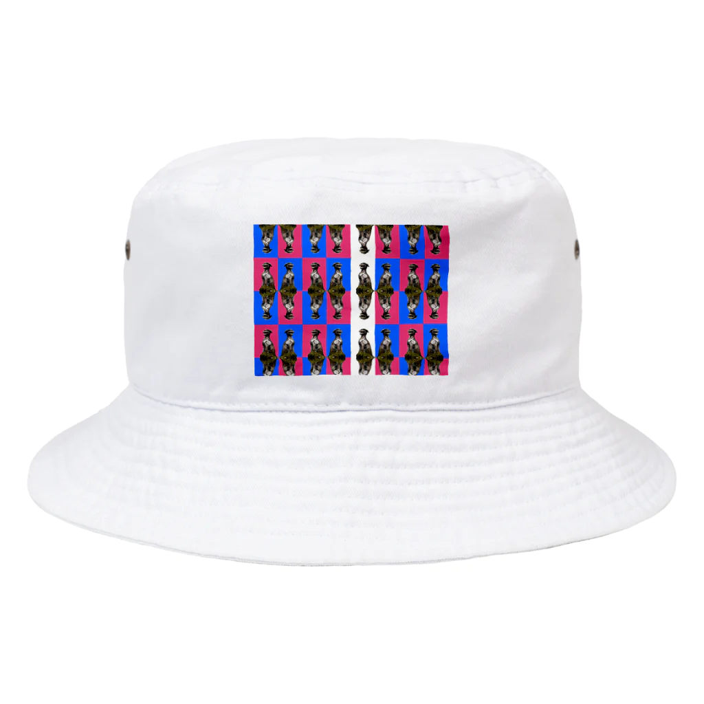 office SANGOLOWの大口真神_CHECK_bluepink Bucket Hat