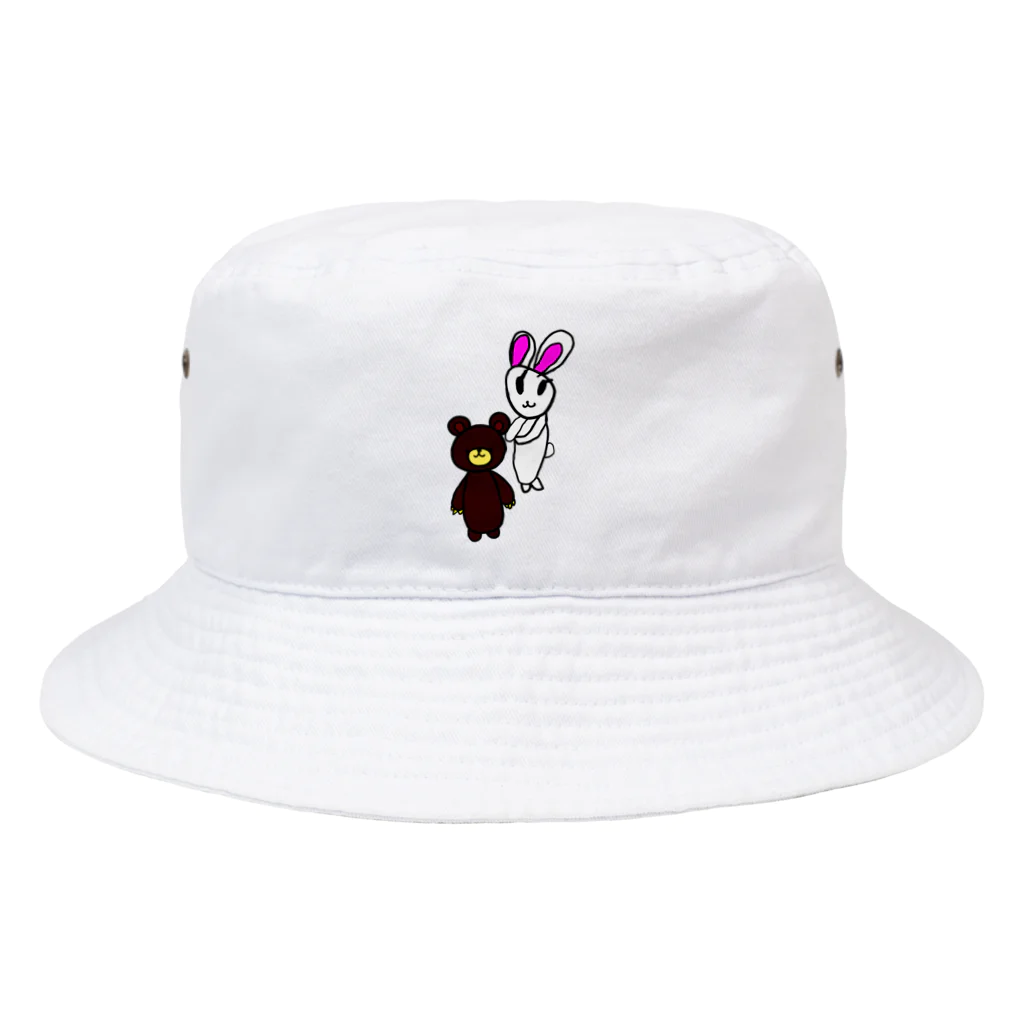 YAG STOREの娘の絵シリーズ～rabbit＆bear～ Bucket Hat