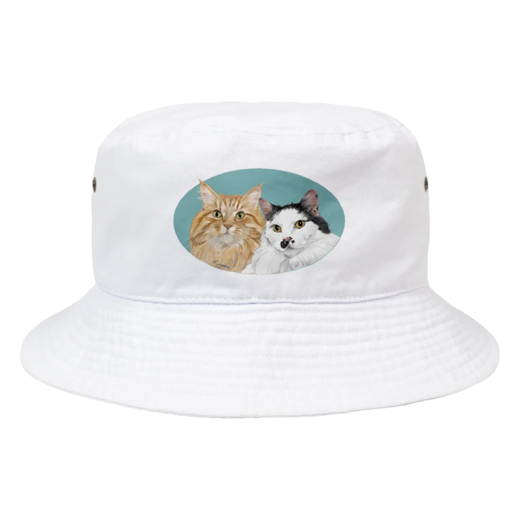 kinako-japanの猫社長さん　猫専務さん　青 Bucket Hat