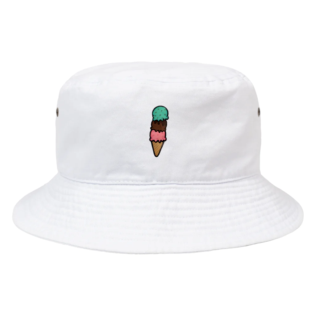 bigtreeaya's shopのアイスクリーム3兄弟（チョコミント、チョコ、ストロベリー） Bucket Hat