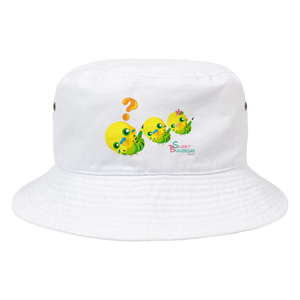 ma-sa's LaboratoryのSweet Budgerigar／？（ハテナ）グリーン Bucket Hat