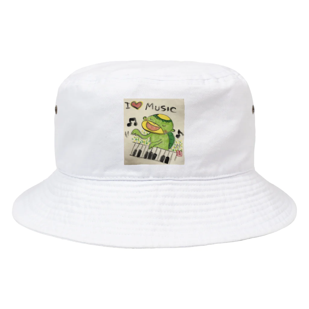 KIYOKA88WONDERLANDのピアノかっぱくん Piano Kappa-kun Bucket Hat