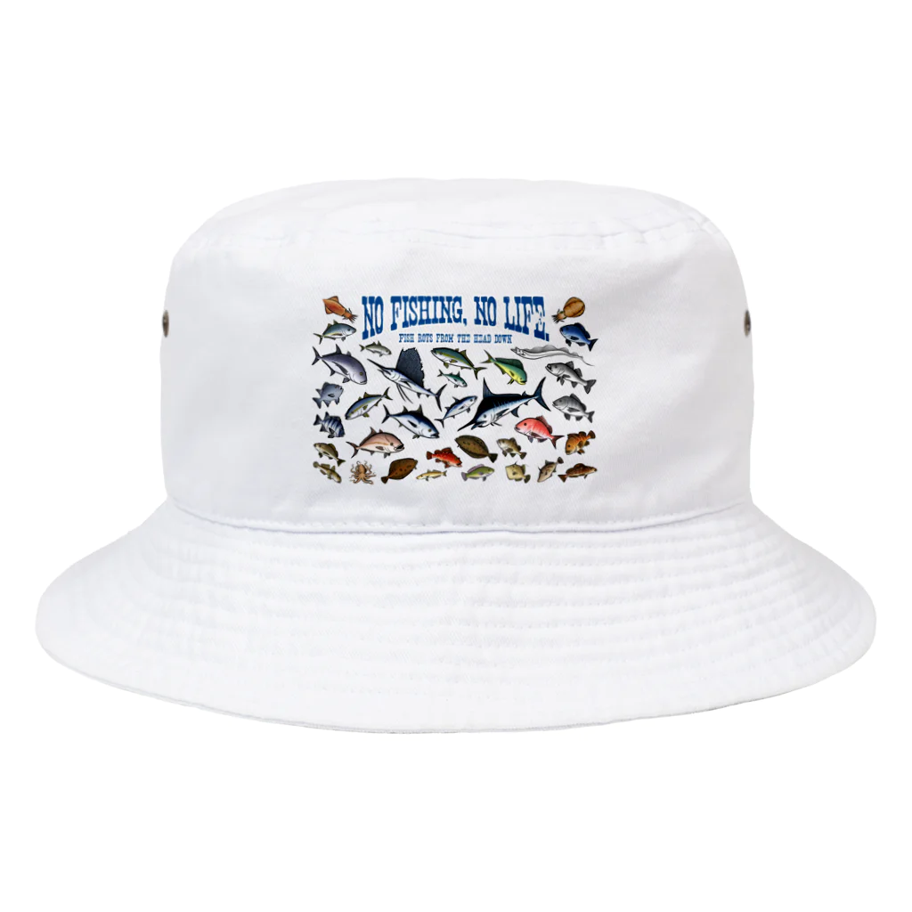 猫と釣り人のSaltwater fish_3CW_BG Bucket Hat