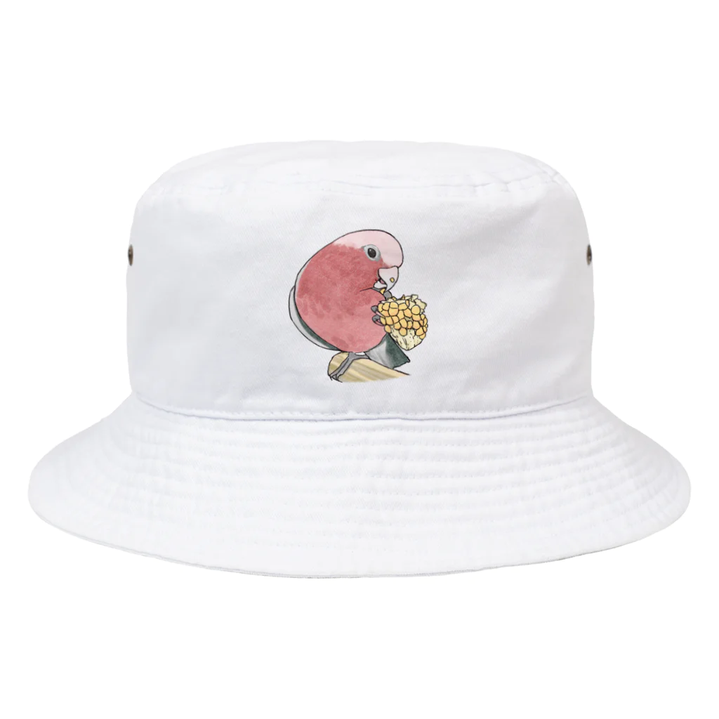 まめるりはことりのモモイロインコちゃんとトウモロコシ【まめるりはことり】 Bucket Hat