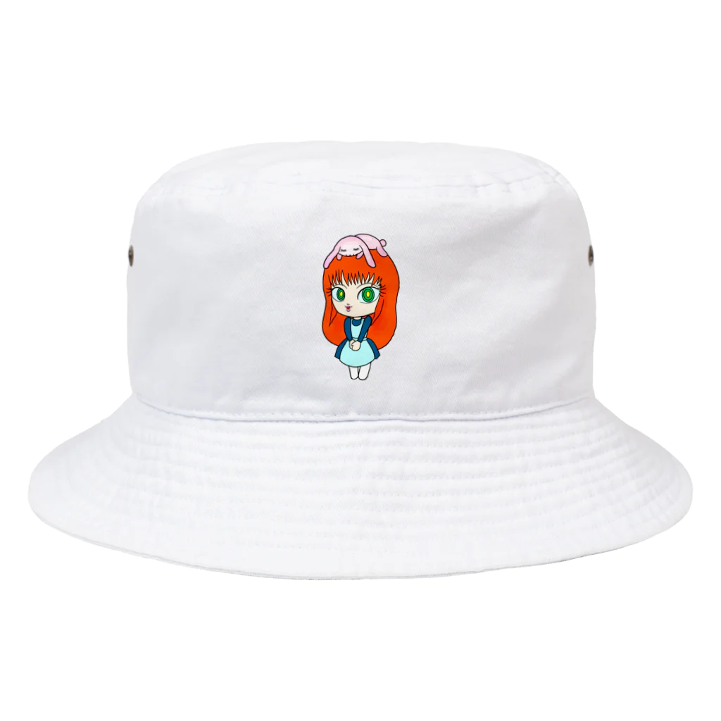 紫キャベツのウサギを被った女の子 Bucket Hat