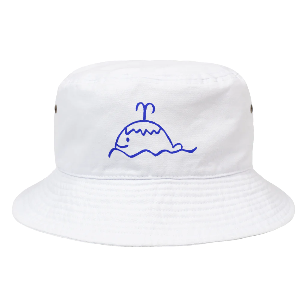 ぱルル屋のあすも楽しい くじらさん 線青 Bucket Hat