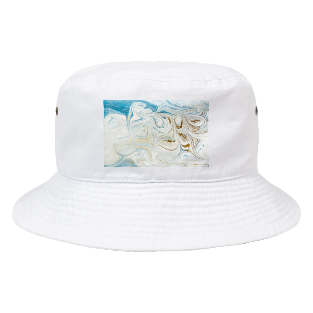 ya-pyのマーブル 大理石 青 ブルー Bucket Hat