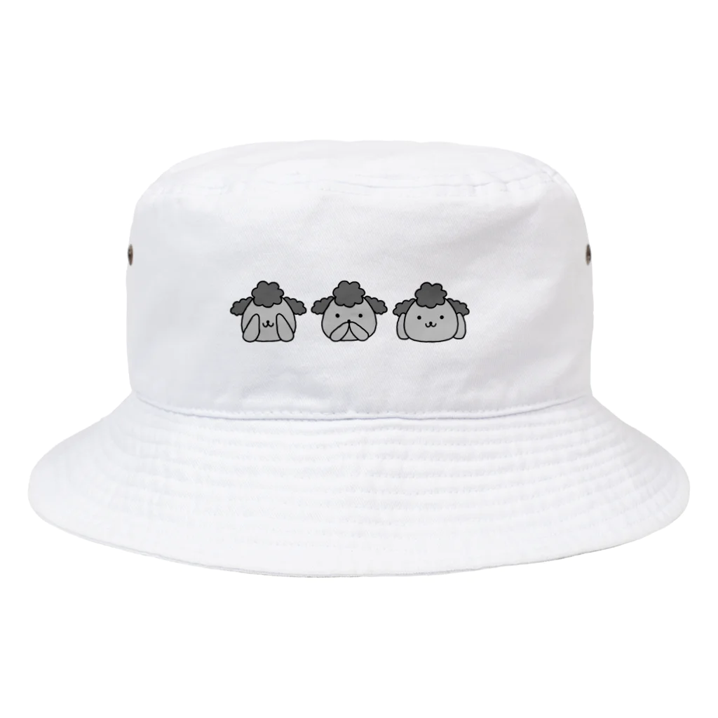 いのしし茶屋の見ざる聞かざる言わざるトイプードル Bucket Hat