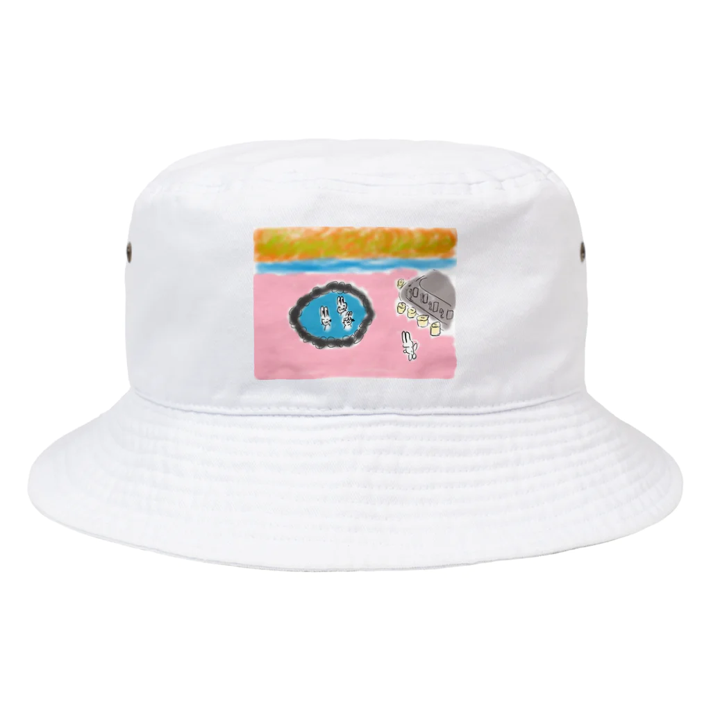 悲しみのウサの温泉街のウサ達ハット Bucket Hat