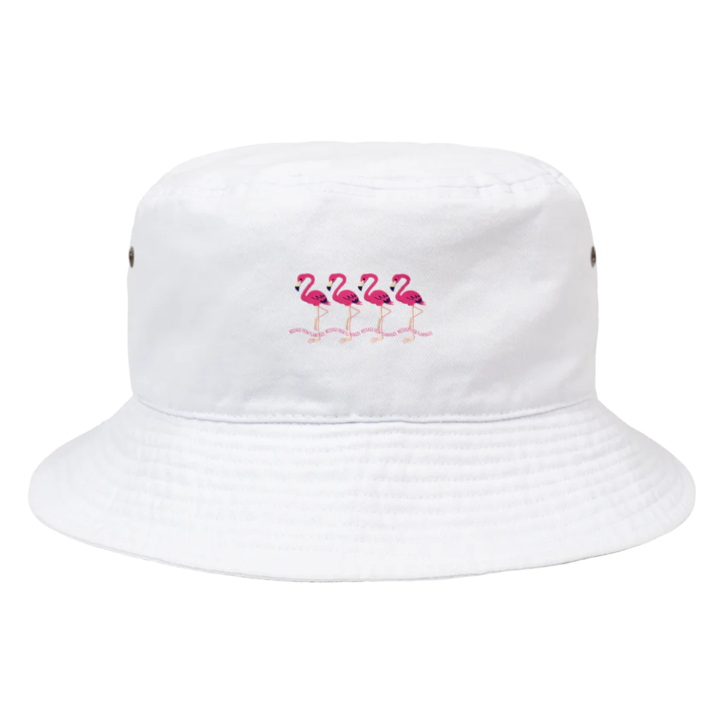 イラスト MONYAAT のCT102 フラミンゴのメッセージB Bucket Hat