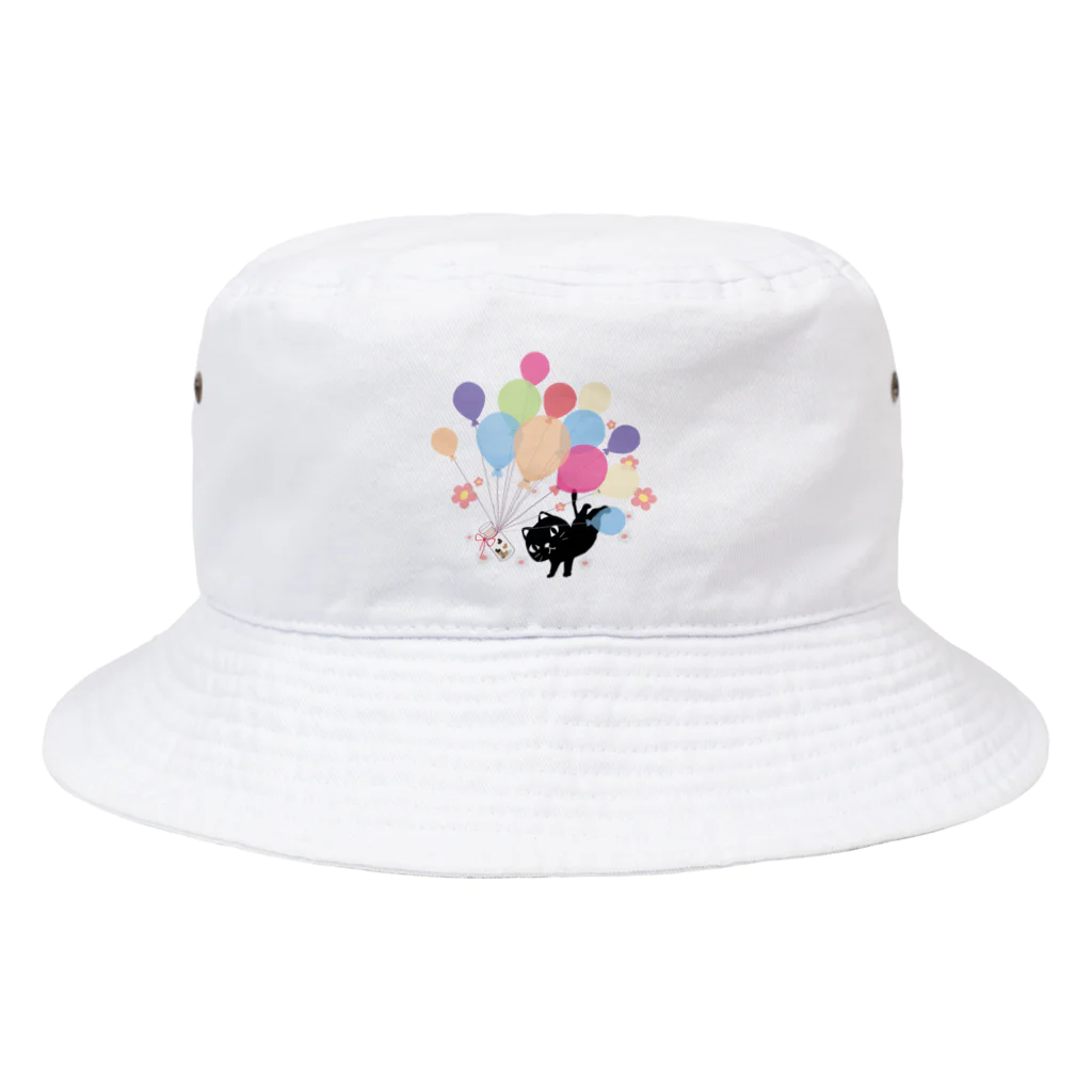 イラスト MONYAAT のくろねこの風船の種*A Bucket Hat