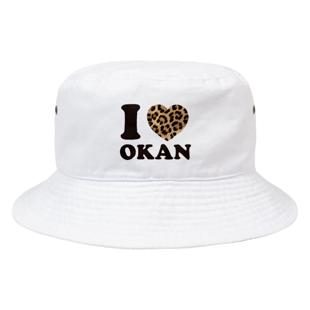 キッズモード某のI love okanヒョウ柄 Bucket Hat