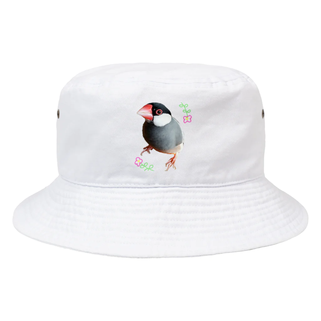 harupink🌸ペット似顔絵illustのFLOWER文鳥さん Bucket Hat