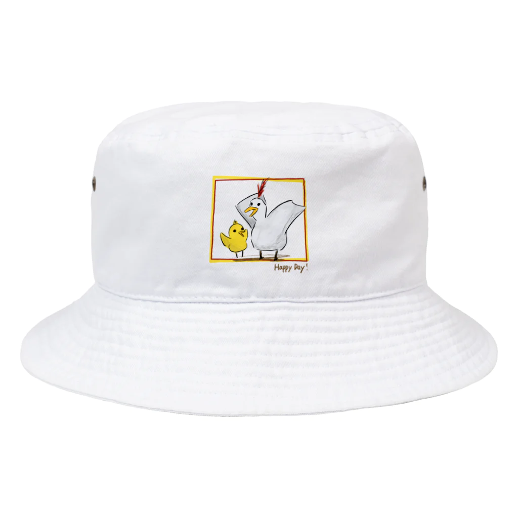 mizutama_のHappy Day!(にわとりとひよこ) Bucket Hat