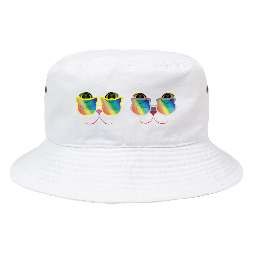 MolKaronの猫のＭｏｌとＫａｒｏｎ　虹色サングラス Bucket Hat