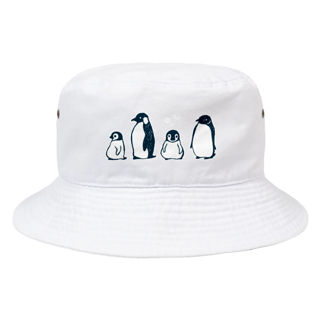 かわずやのぺんぎんのおやこ（線画） Bucket Hat