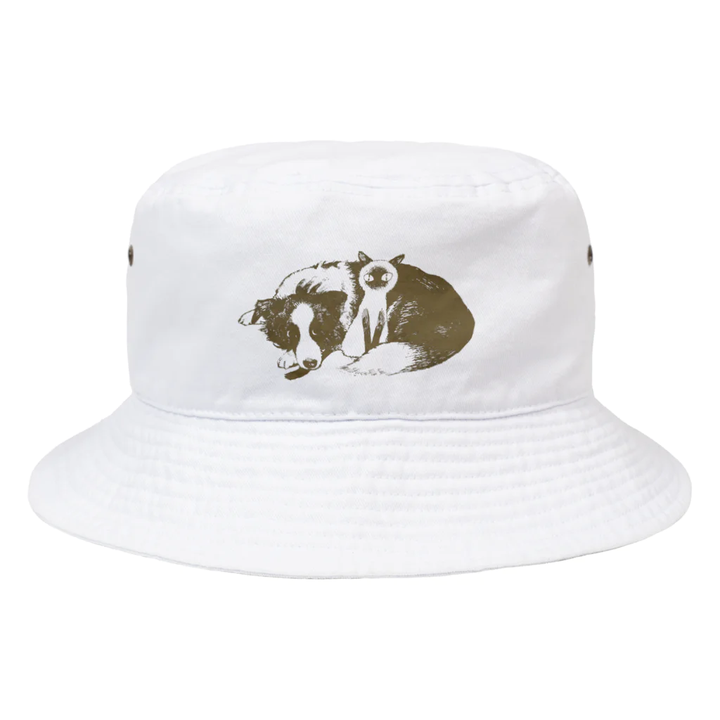 ほそぼそタイムスのいぬちゃんねこちゃん Bucket Hat