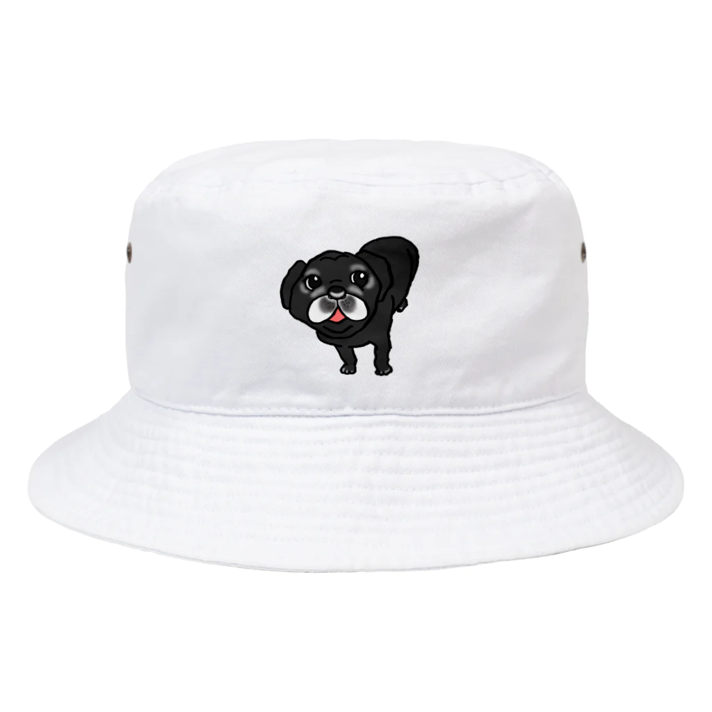 にしまやよの黒パグだが高齢のために白くなりつつあるよ Bucket Hat