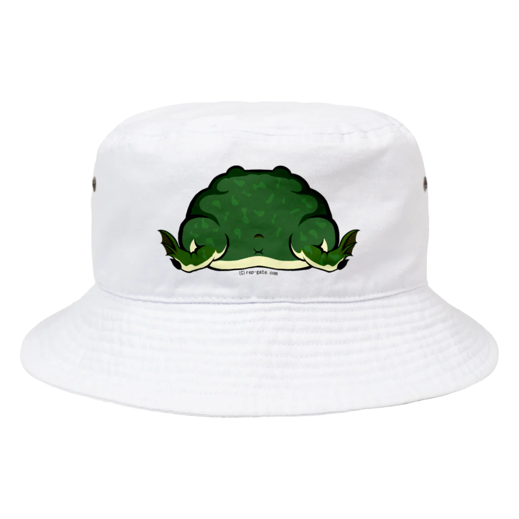 もむのふの爬虫類グッズやさんのバジェットガエルお尻  Bucket Hat