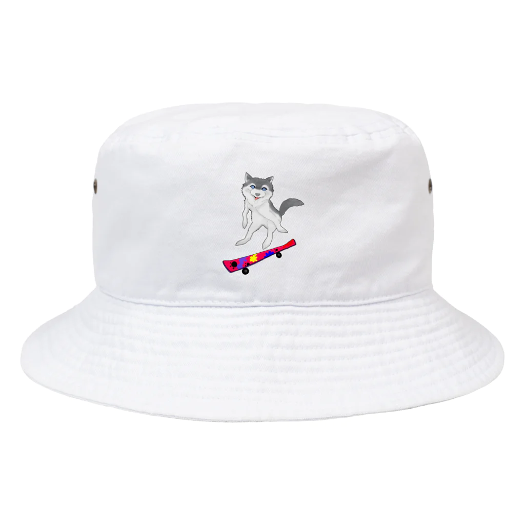 P_aquaのスケボーウルフ Bucket Hat