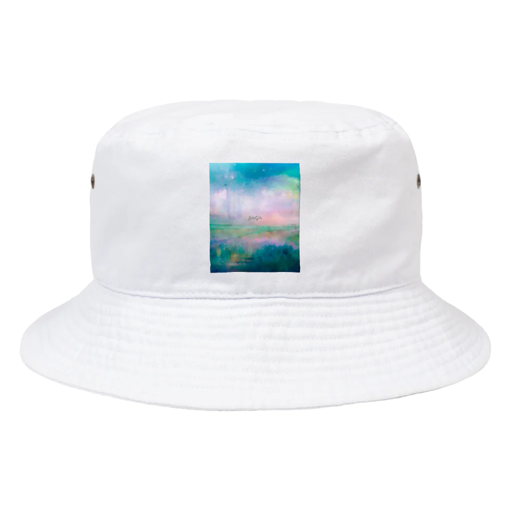 【ホラー専門店】ジルショップの油絵風の癒しデザイン(ターコイズブルー) Bucket Hat