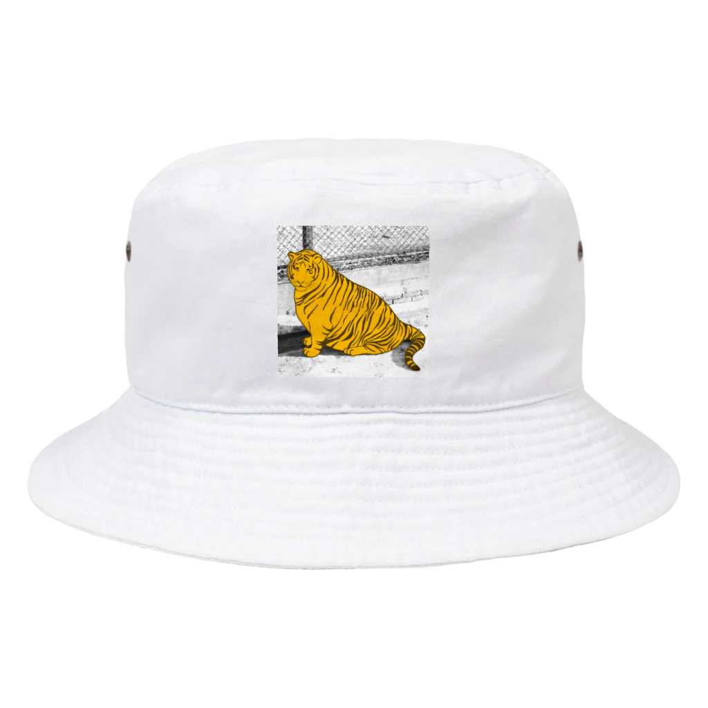 umbrella shopのデブトラちゃん モノクロ背景 Bucket Hat