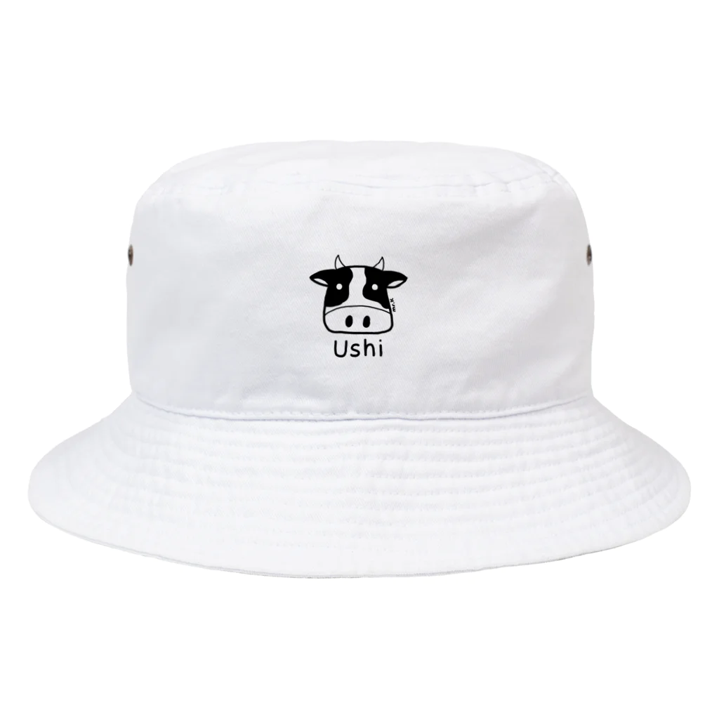 MrKShirtsのUshi (牛) 黒デザイン Bucket Hat