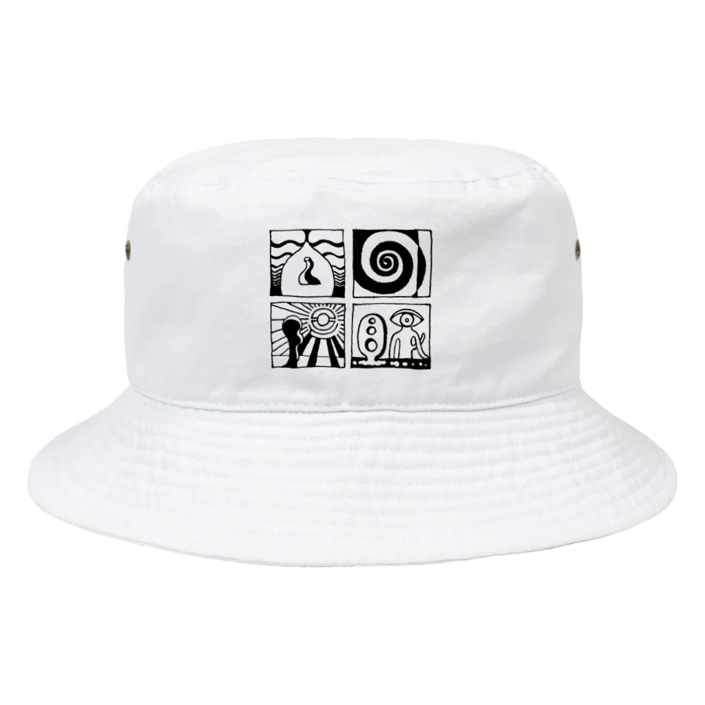 太陽の眼の太陽の眼 文字絵(黒/前面) Bucket Hat