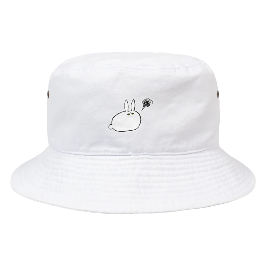 鳥と食べ物との眼光の鋭いうさぎ Bucket Hat