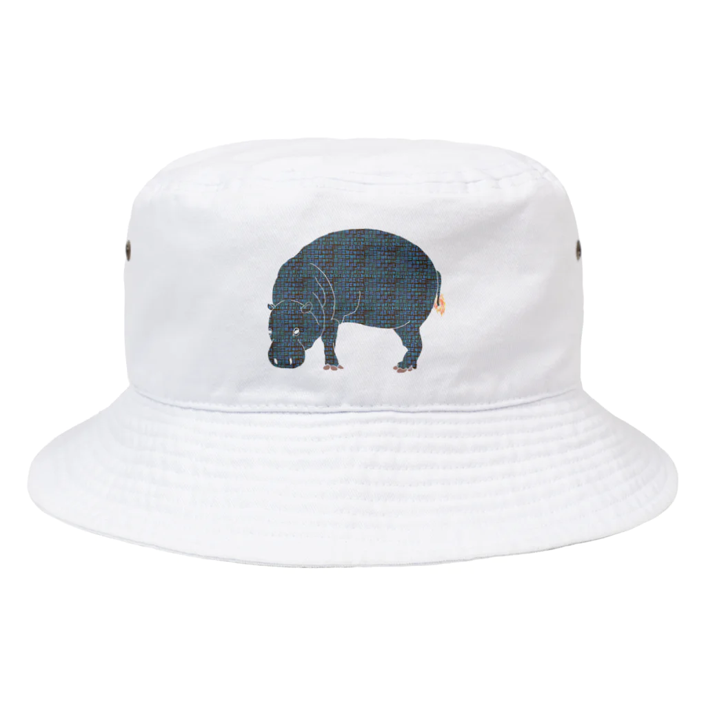 文様動物園 Pattern Zoo Museum shopの算木崩し(青) × コビトカバ Bucket Hat