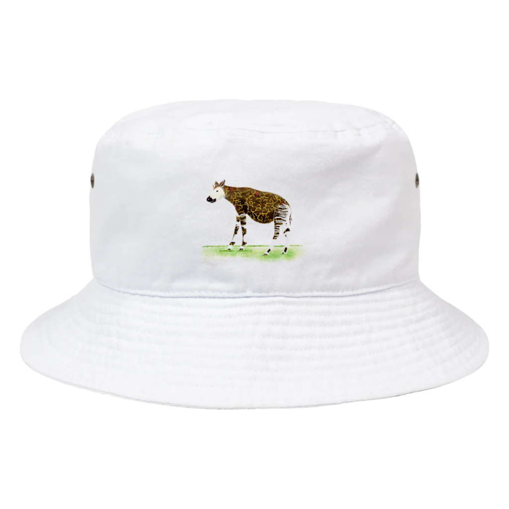 文様動物園 Pattern Zoo Museum shopの唐草 × オカピ Bucket Hat