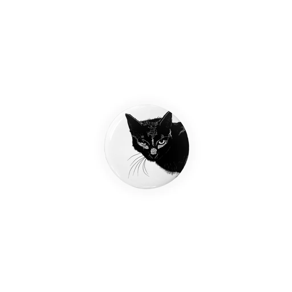 小鳥と映画館のカッコよく覗きに来た黒猫 Tin Badge