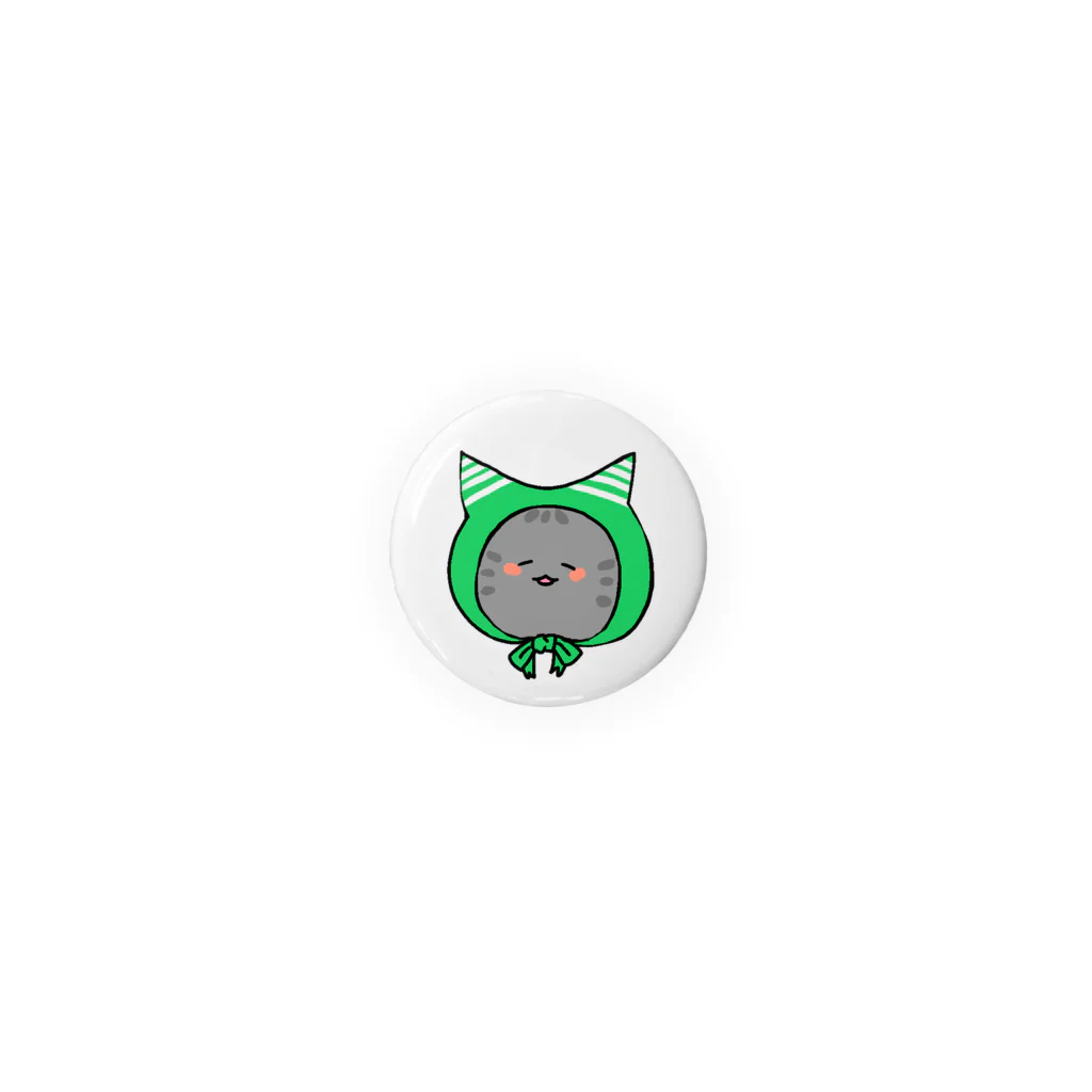 おそばの緑にゃんこずきんちゃん、うっとり。 Tin Badge