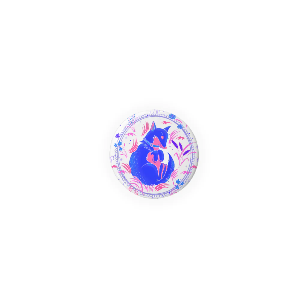 たかはし あいさのキツネ犬のお昼寝(blue) Tin Badge