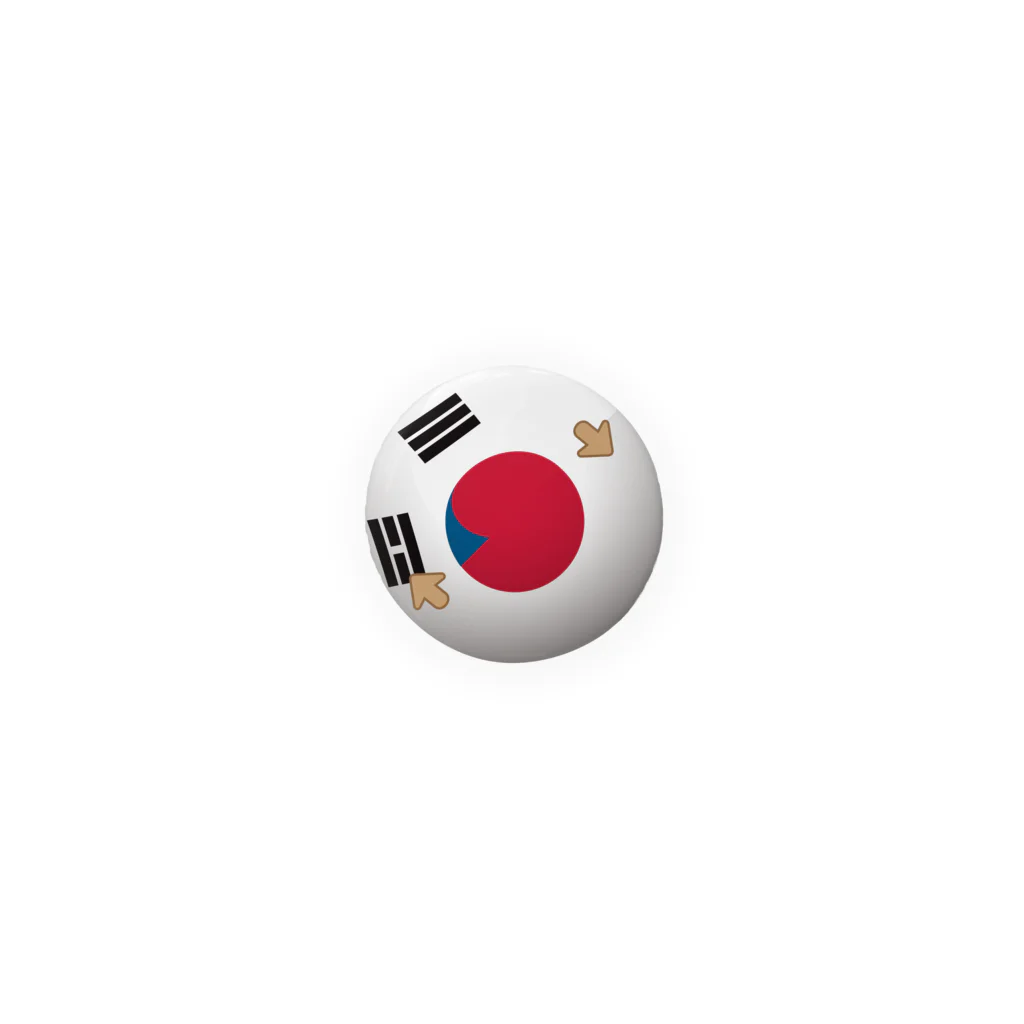 当事者メディカルアートの「韓国語話せます」缶バッジ（韓国・日本国旗） 缶バッジ