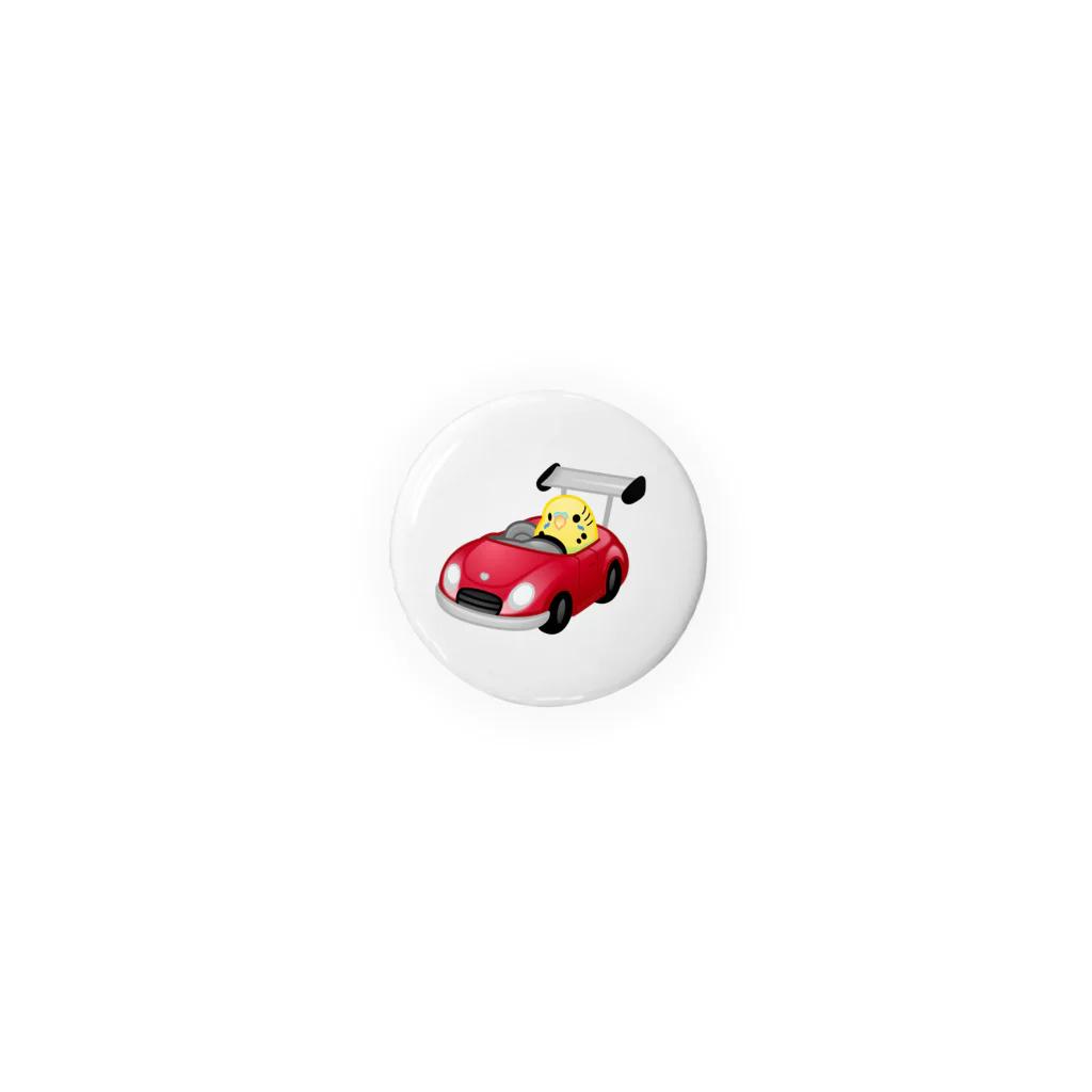 Cody the LovebirdのChubby Bird レーシングカーに乗ったセキセイインコ (32mm専用） Tin Badge