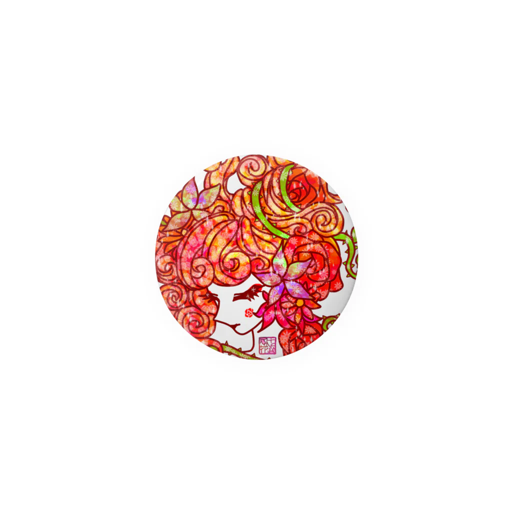 ❀花狐庵❀-HanaKoAn-の「百歳」Series * RosedGirl"薔薇江戸娘" color Tin Badge