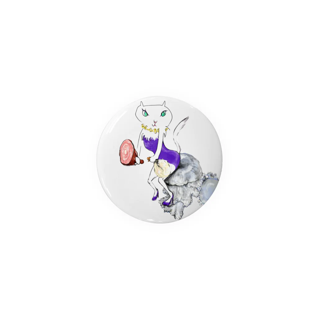 W_Nekoのにく×白ネコ×くらげ Tin Badge