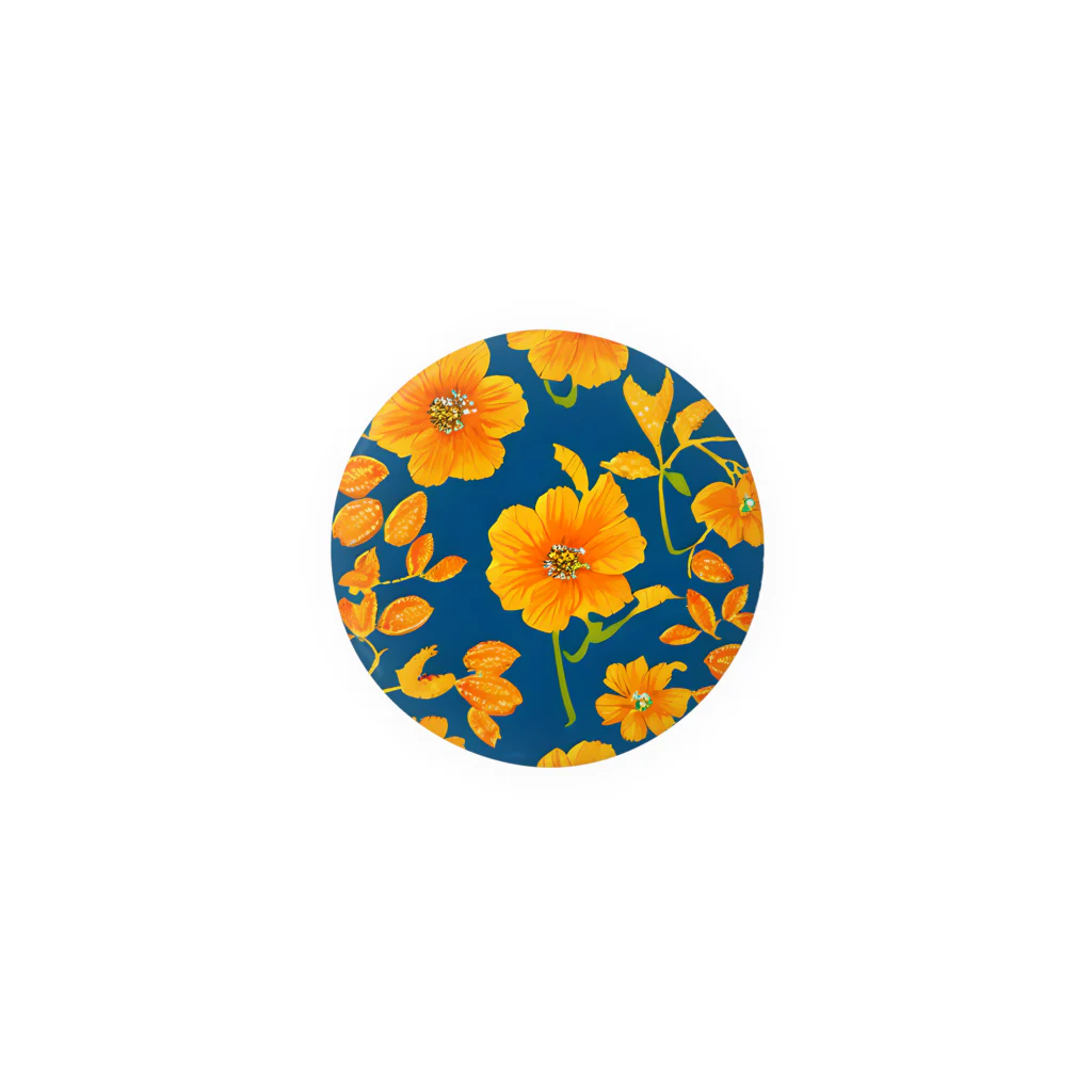 ねいぱあむうる店のFLOWER blue×orange 缶バッジ