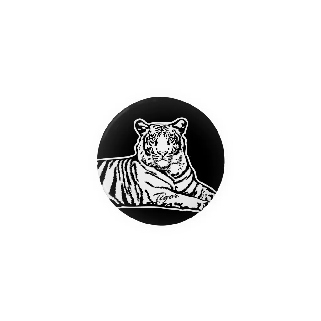 猫と釣り人のTIGER_2W_CB Tin Badge