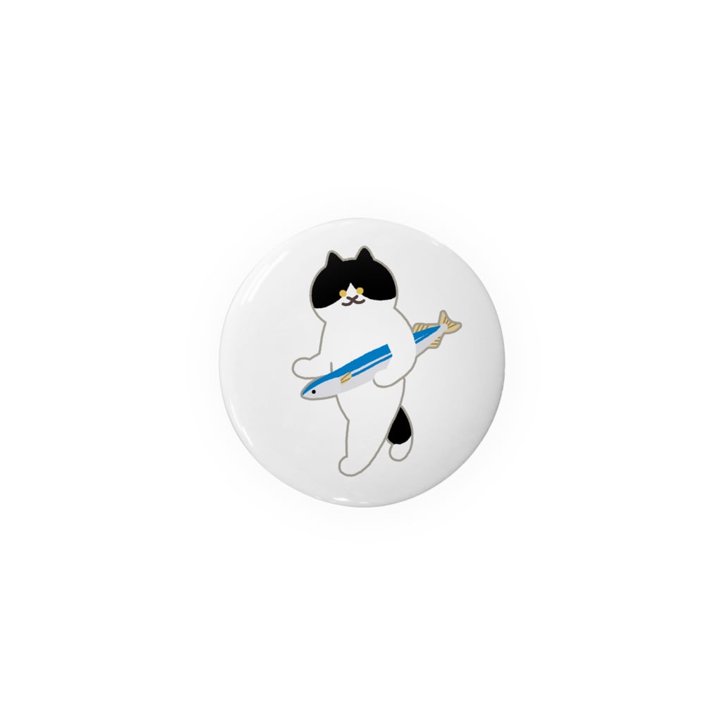 SUIMINグッズのお店の盗んだサンマと歩き出すねこ Tin Badge
