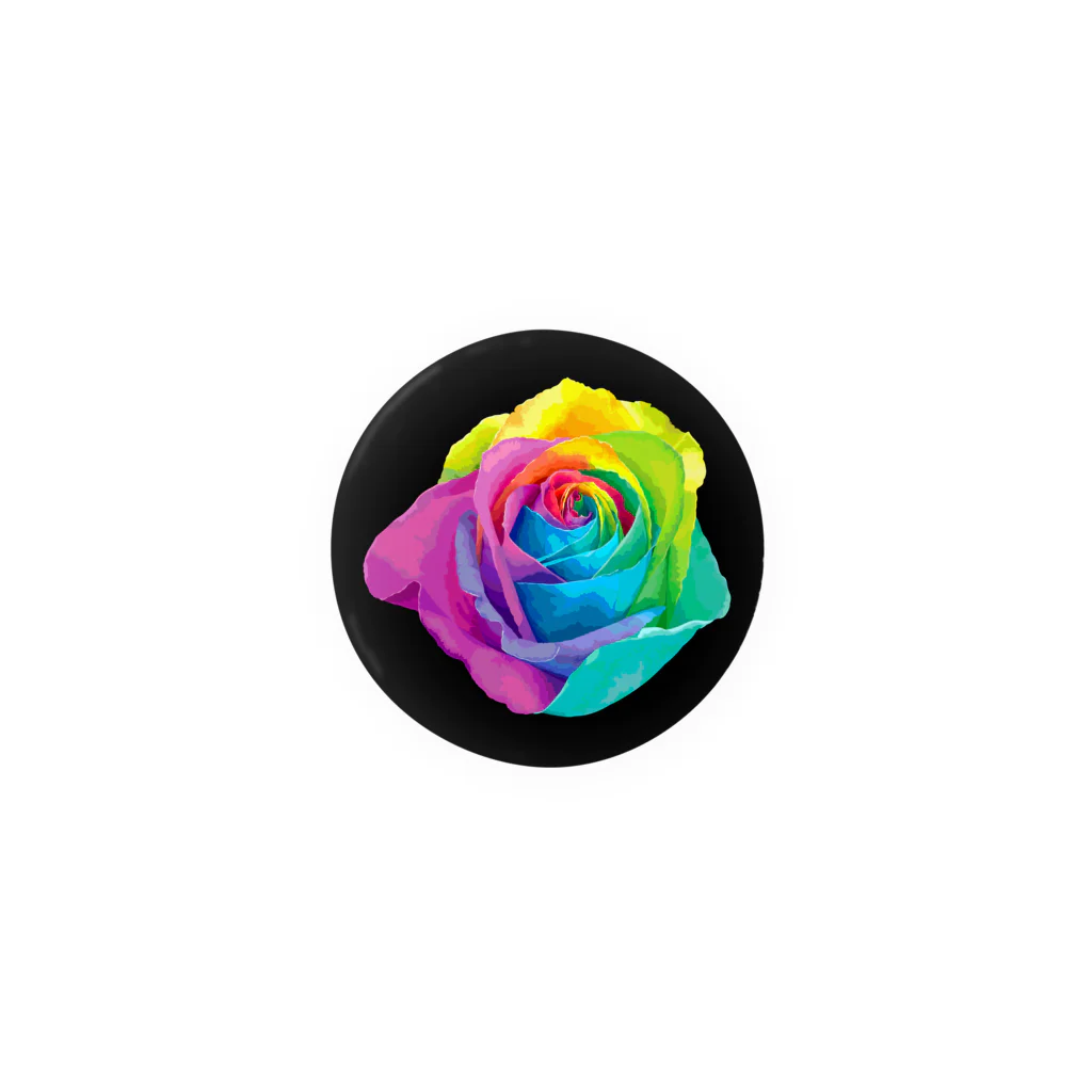 ゆるい猫ちゃんSHOPのRainbow rose(Single:Black) 缶バッジ