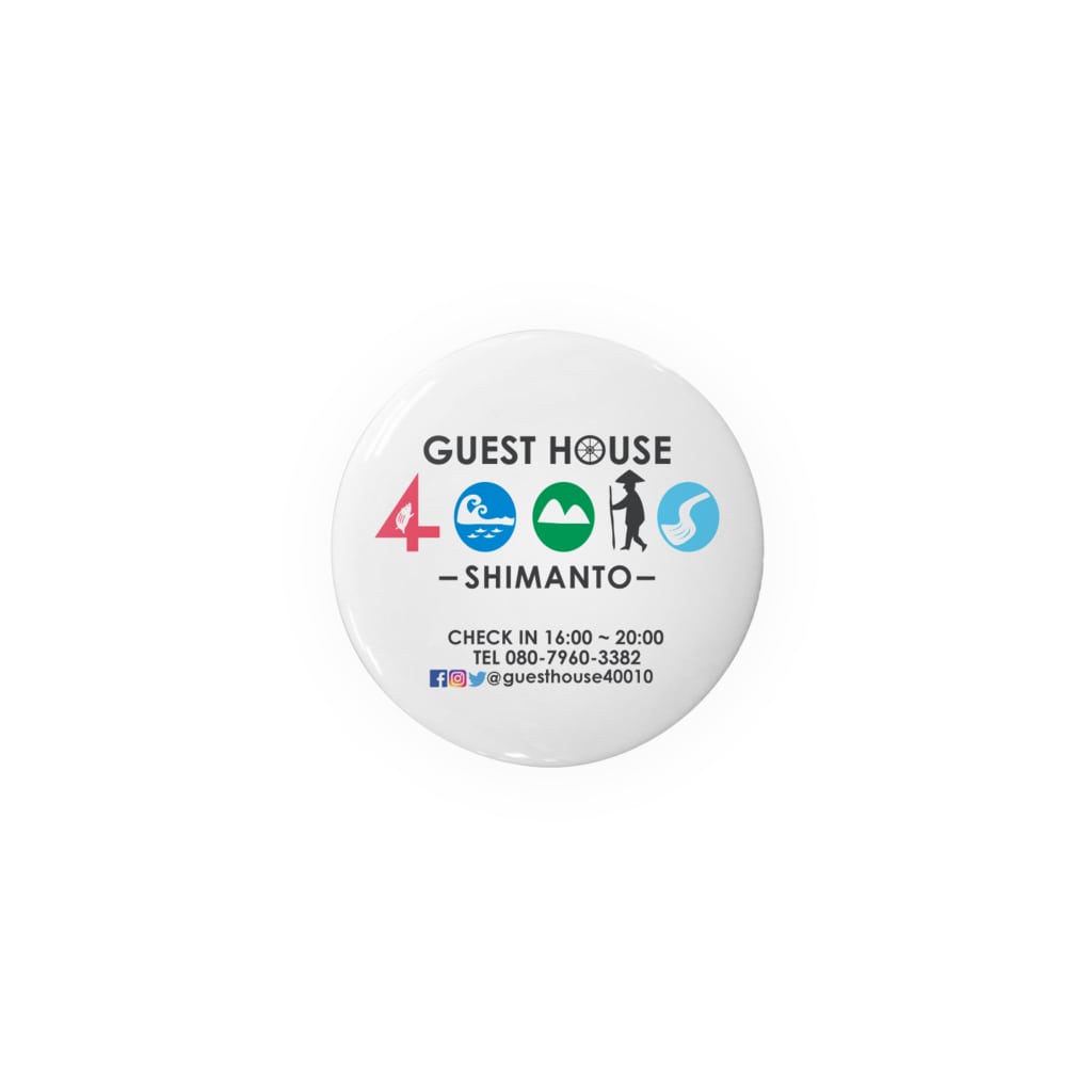 GUEST HOUSE 40010の44mm 40010缶バッヂロゴ＋ Tin Badge