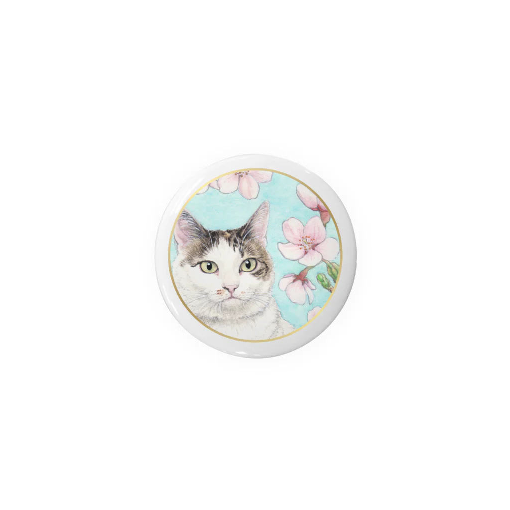 Kuroeの猫と桜 Tin Badge