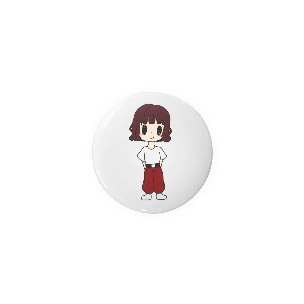 ボブの子のふわふわ髪の女の子 Tin Badge