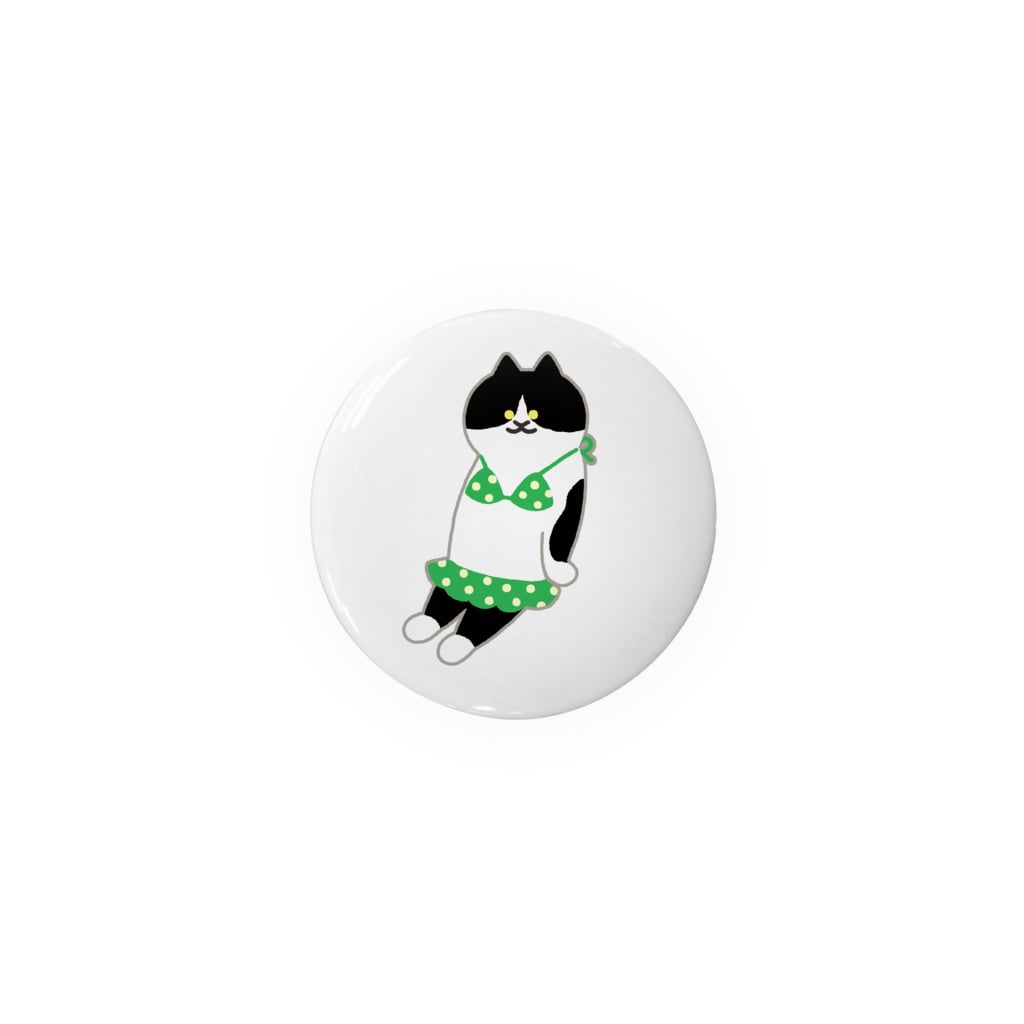 SUIMINグッズのお店の緑のビキニのねこ Tin Badge